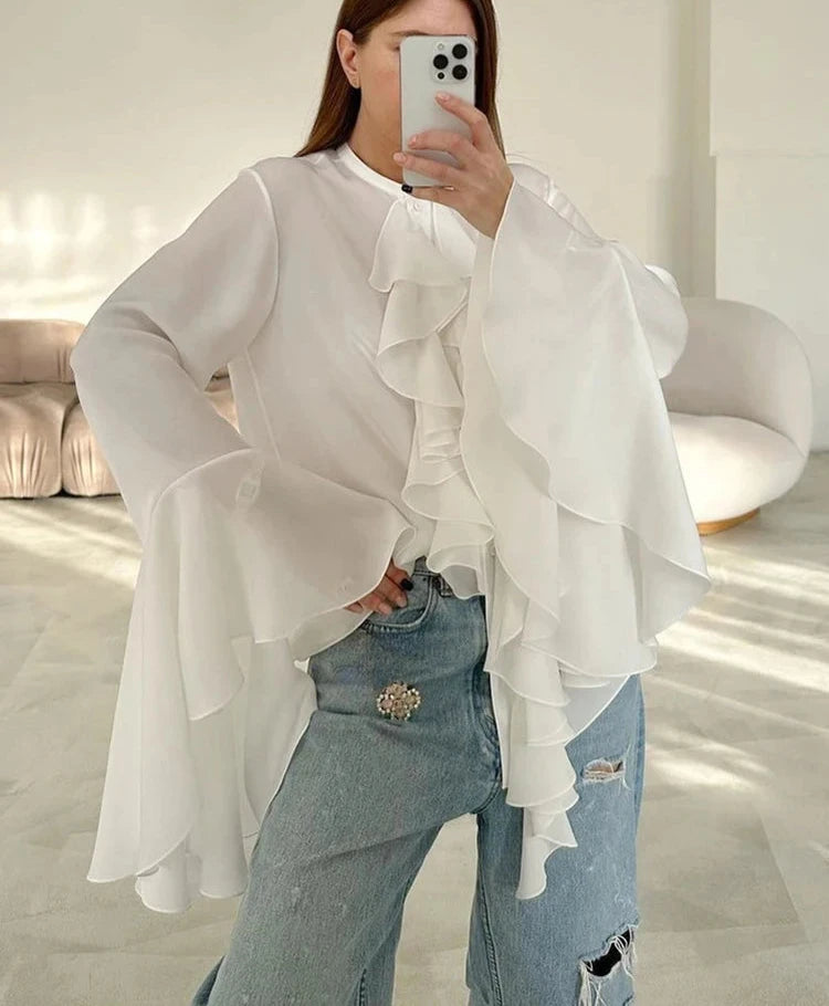 #PB Fashion Chiffon White Shirts Blouse