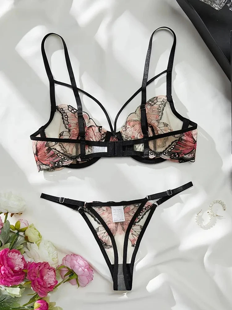 #PB Lingerie Butterfly Embroidery Set