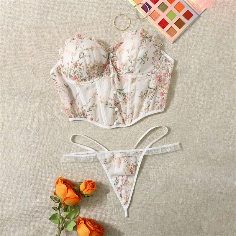 #PB Floral Corset Lingerie Set