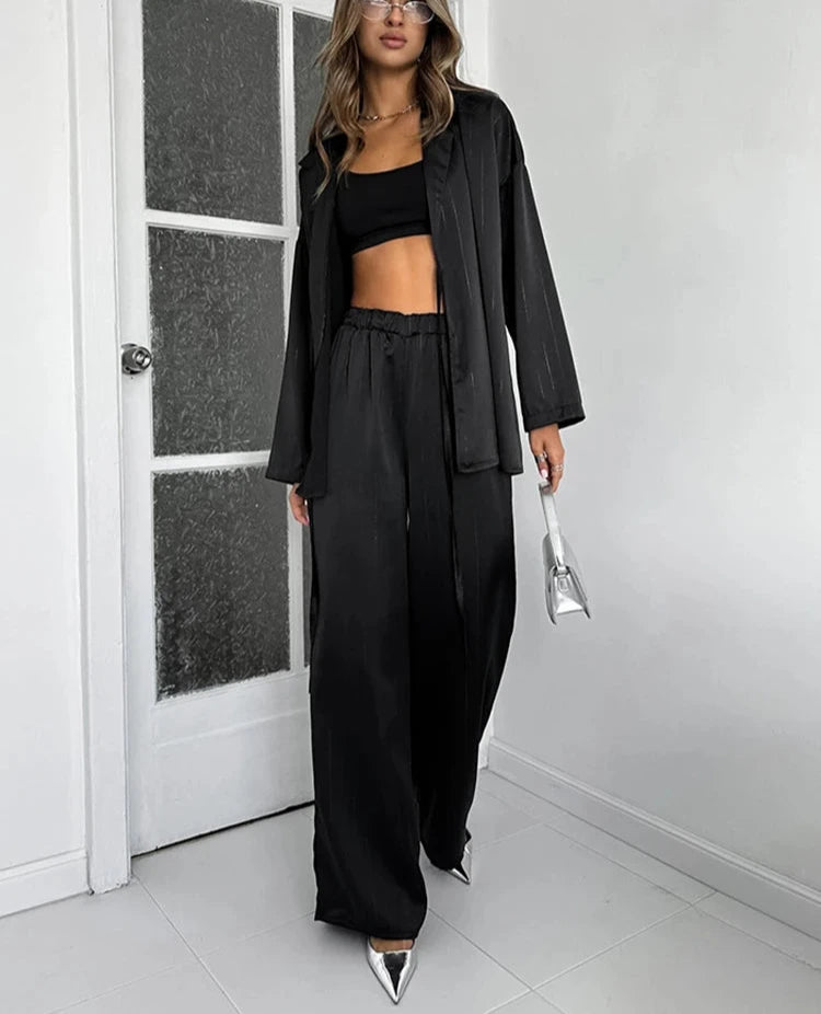 #PB Vintage Black Lurex Pants Set