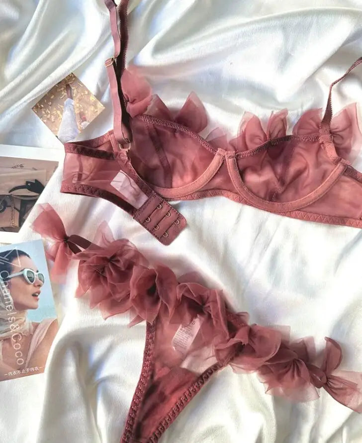 #PB Flowery Mesh Lingerie Set