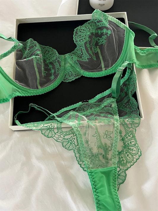 #PB Green Romantic Lingerie Set