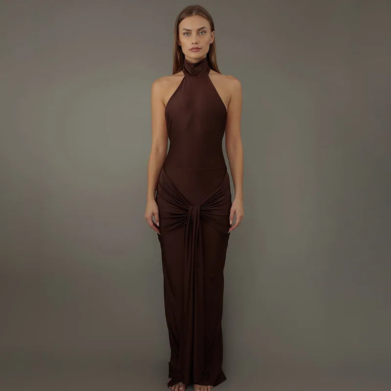 #PB Backless Halter Maxi Dress