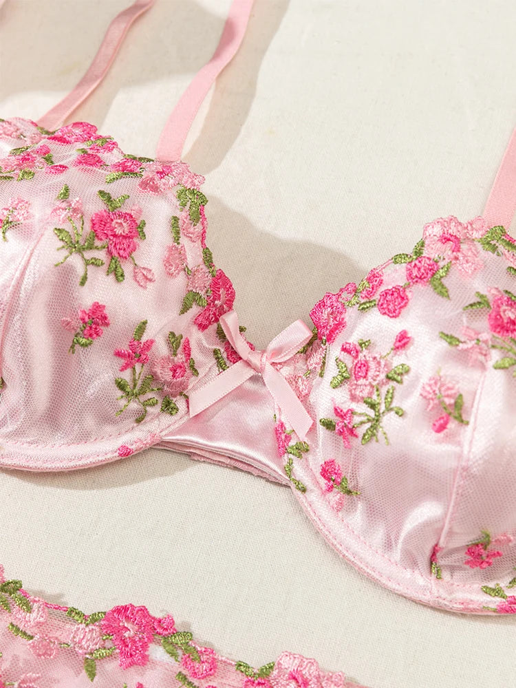 #PB  Floral Embroidery Luxury Lingerie Set