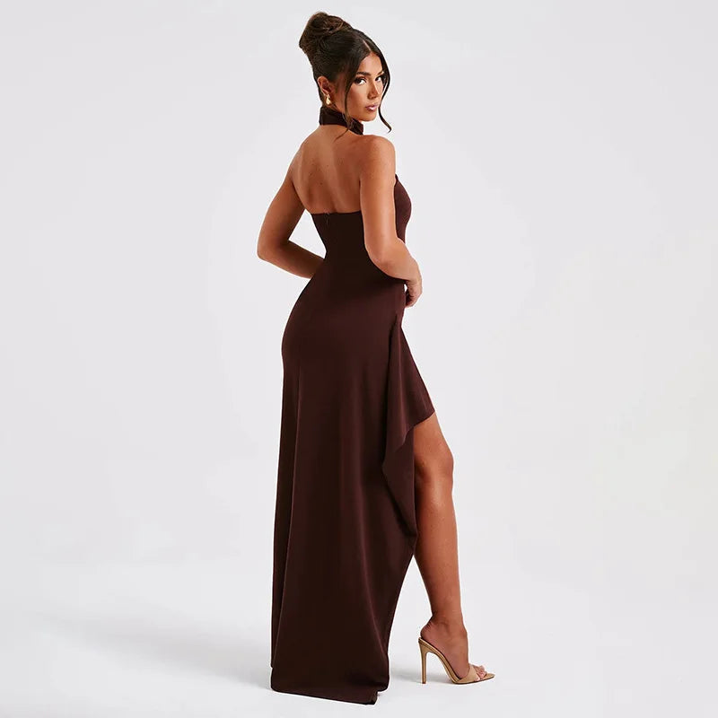 #PB Halter Side Split Maxi Dress