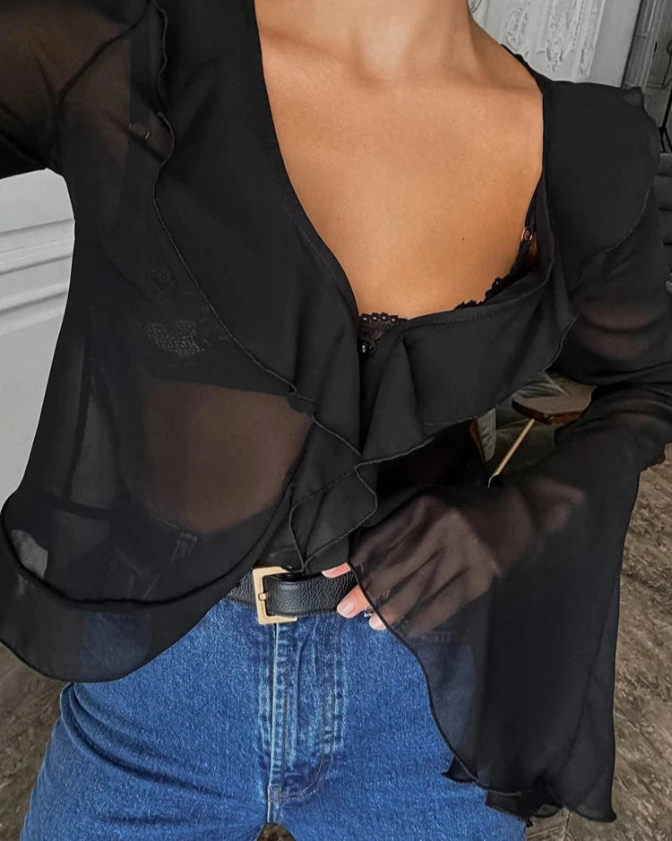 #PB Elegant Flare Sleeve Blouse