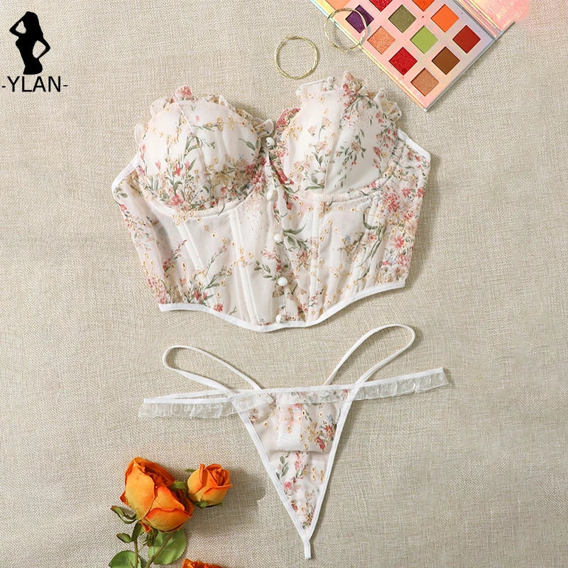 #PB Floral Corset Lingerie Set