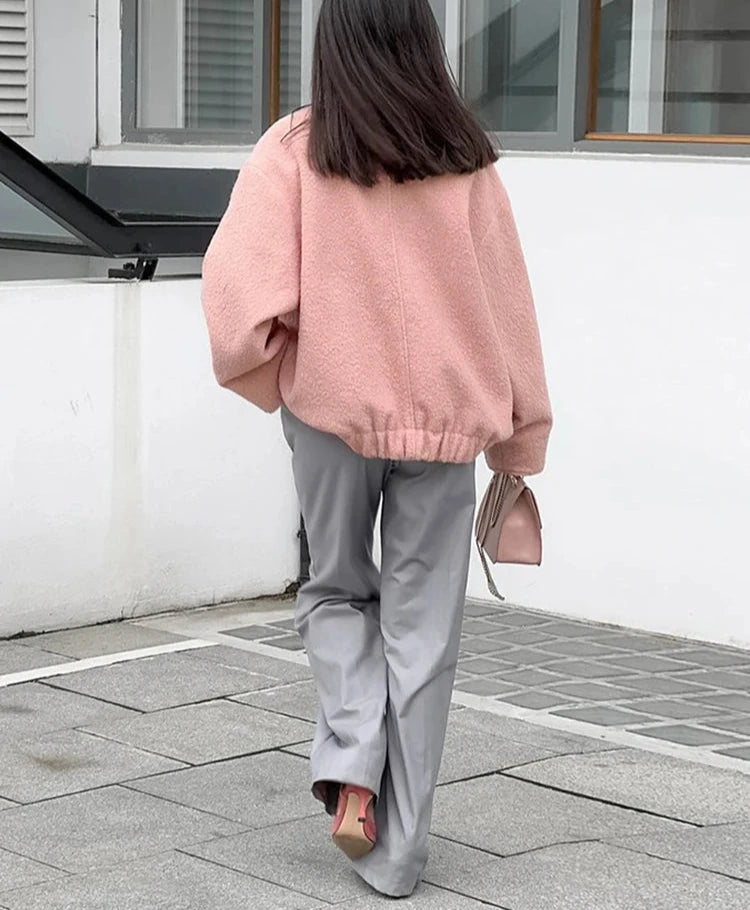 #PB Woolen Pink Pockets Coat