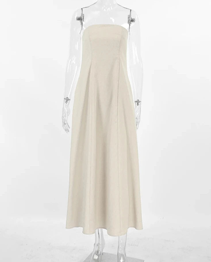 #PB Khaki Strapless Dress