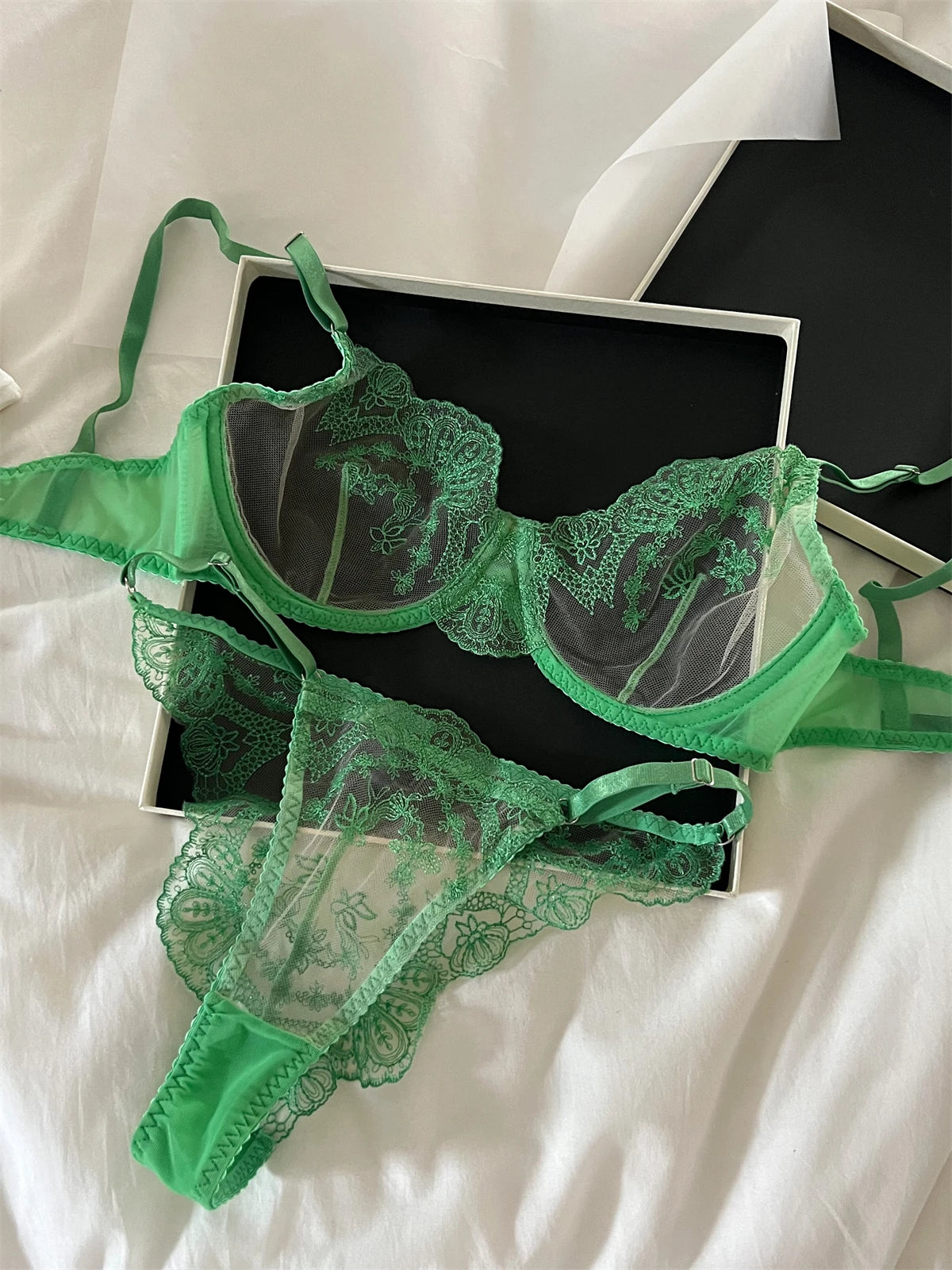 #PB Green Romantic Lingerie Set