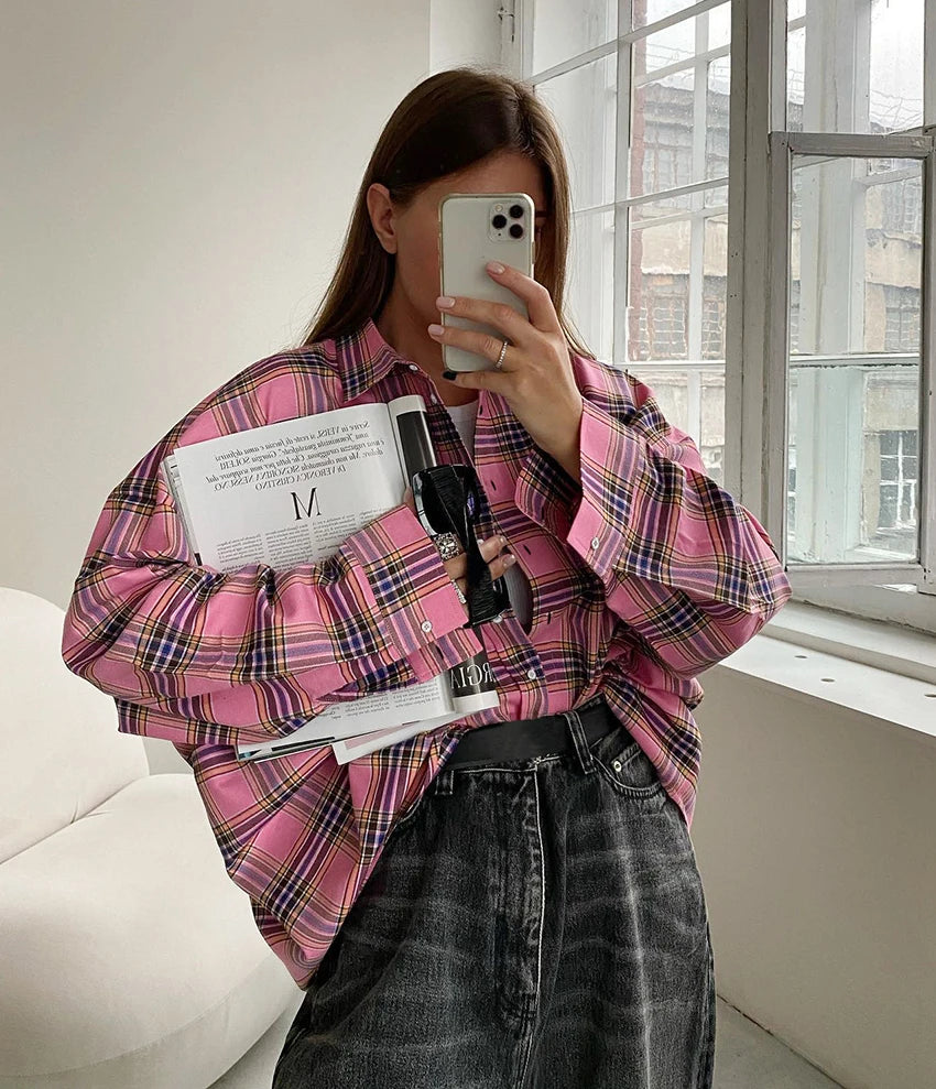 #PB Streetwear Plaid Long Sleeve Shirt