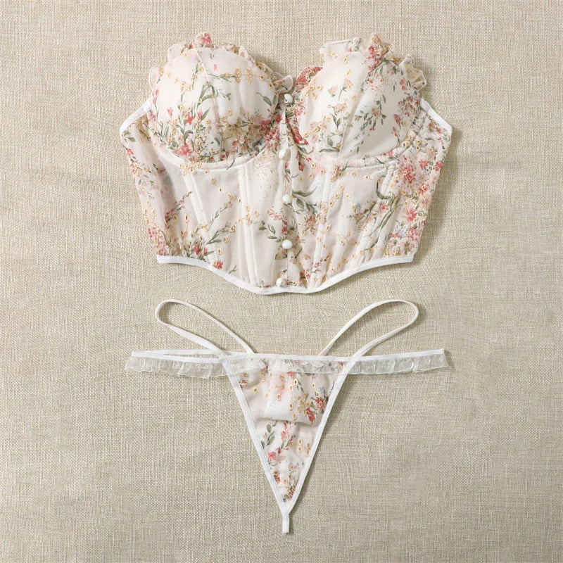 #PB Floral Corset Lingerie Set