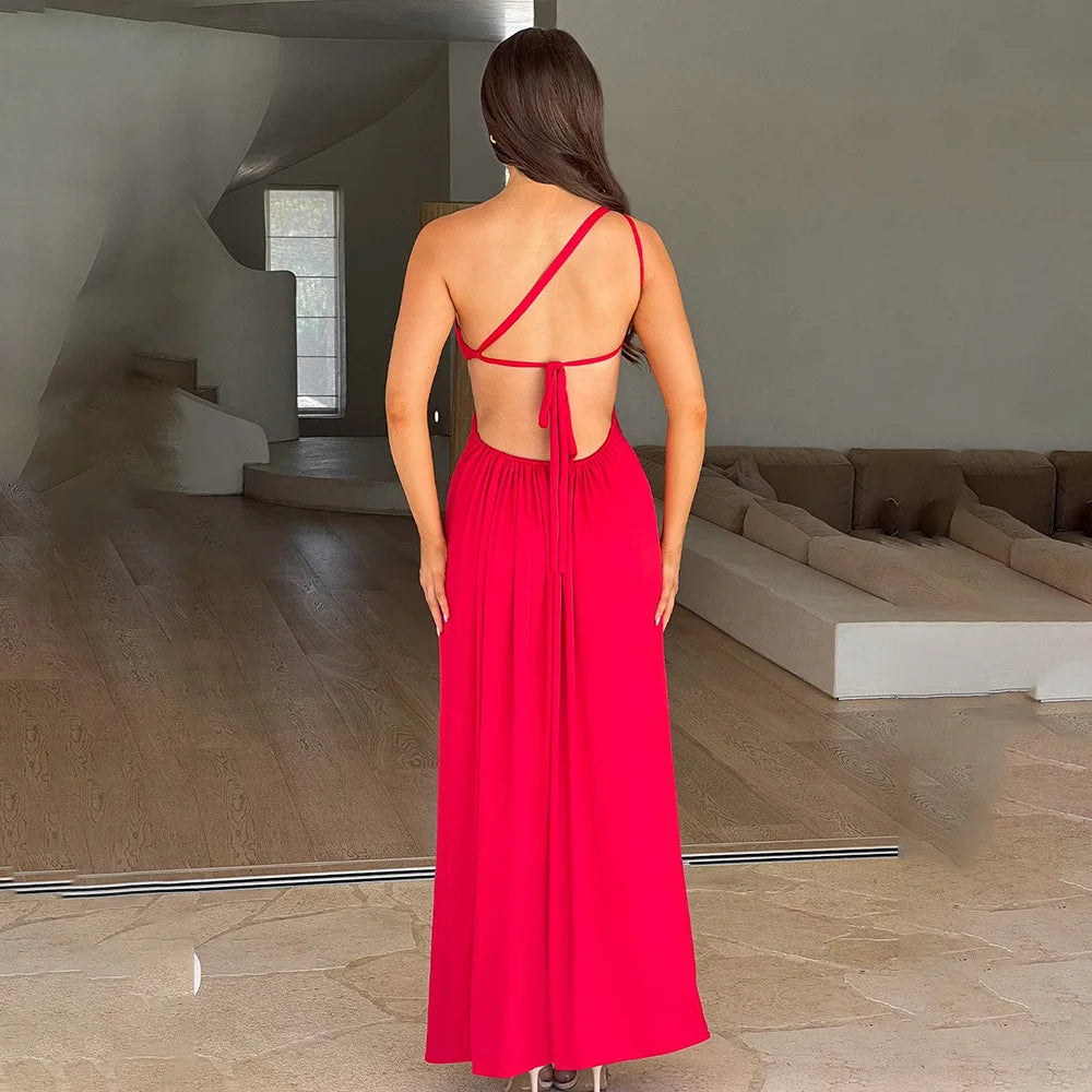 #PB One Shoulder Split Maxi Dress