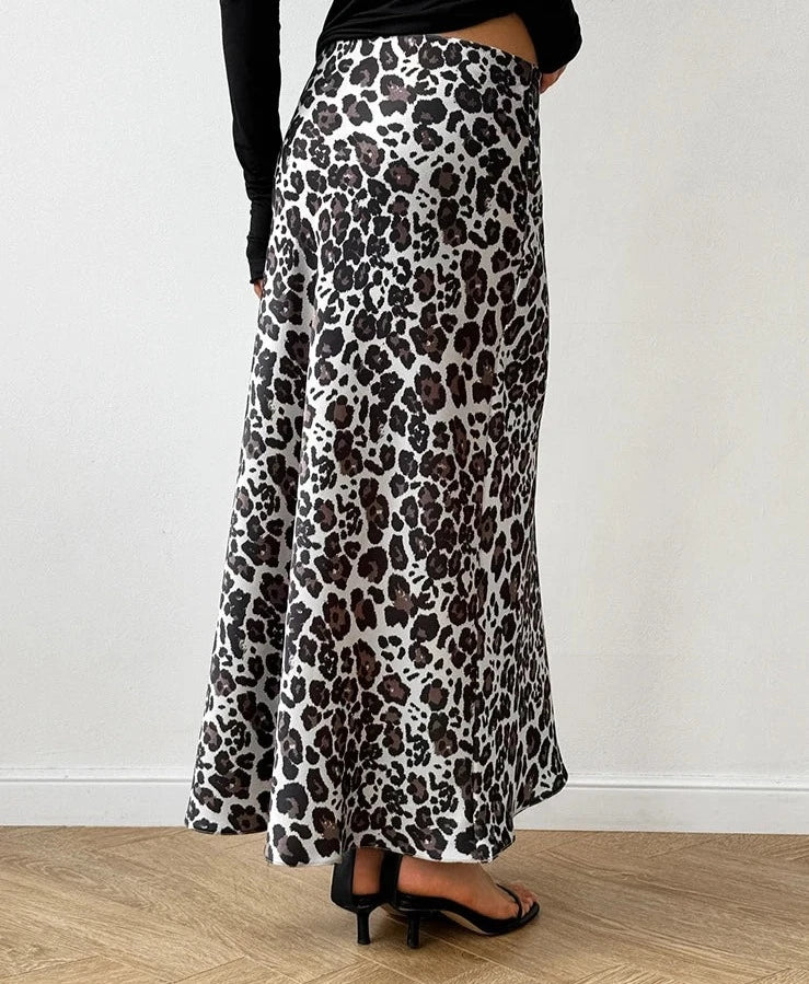 #PB Leopard Print Ankle-Length Skirt