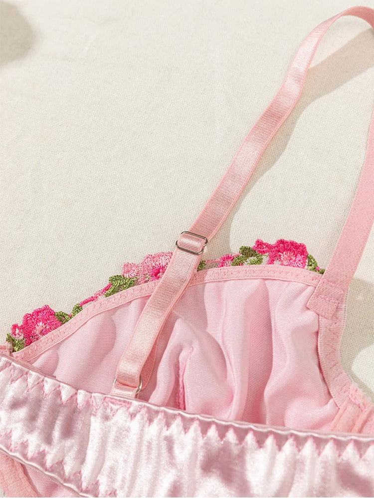 #PB  Floral Embroidery Luxury Lingerie Set