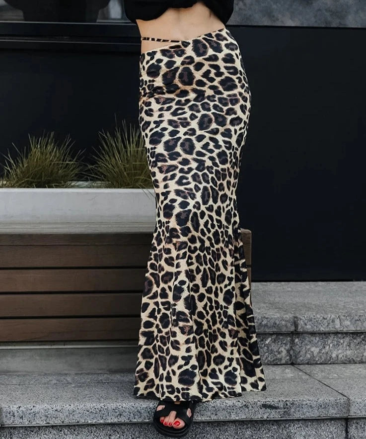 #PB Leopard Long Skirt