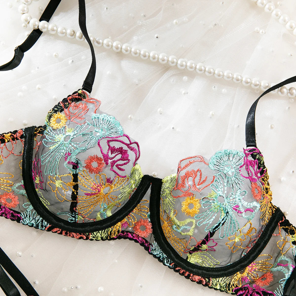 #PB Lingerie Embroidery Fancy Exotic Set