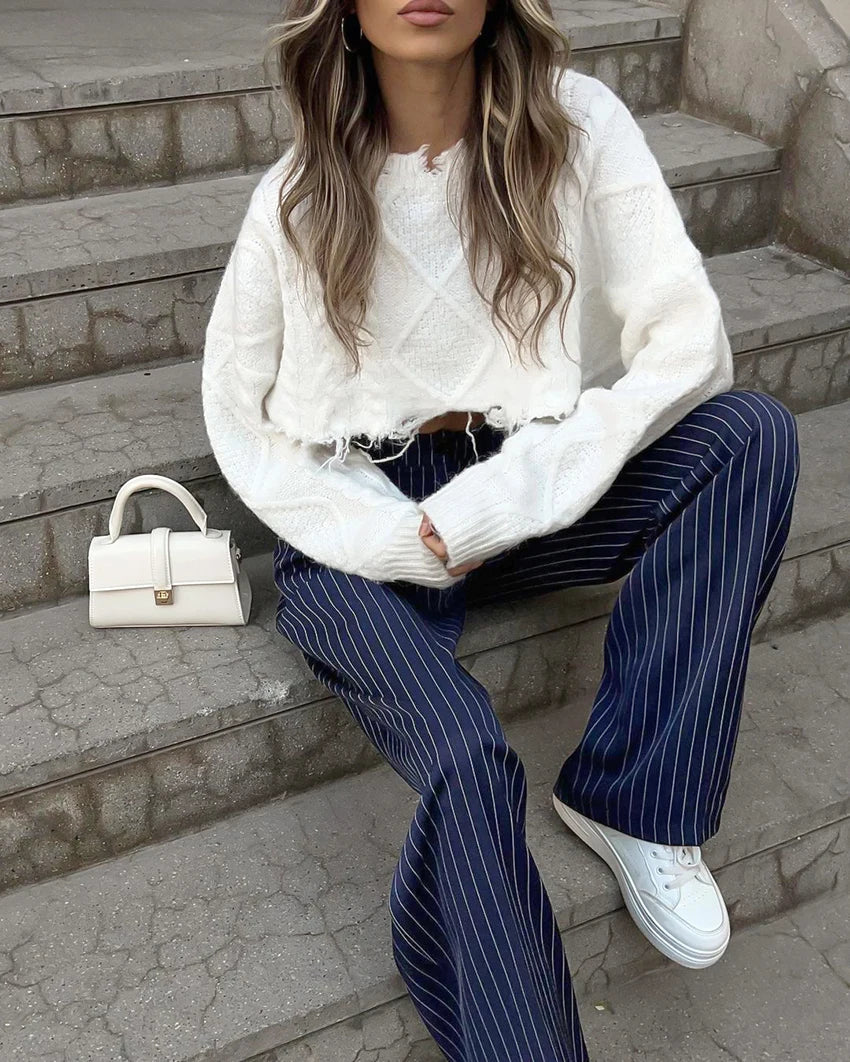 #PB Navy Stripe Baggy Pants