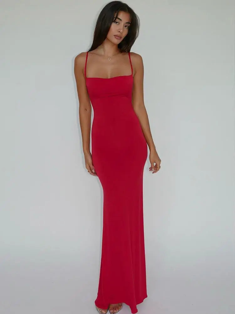 #PB Draped Backless Sleeveless Slip Maxi Dress