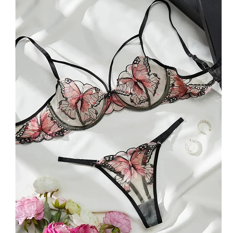 #PB Lingerie Butterfly Embroidery Set