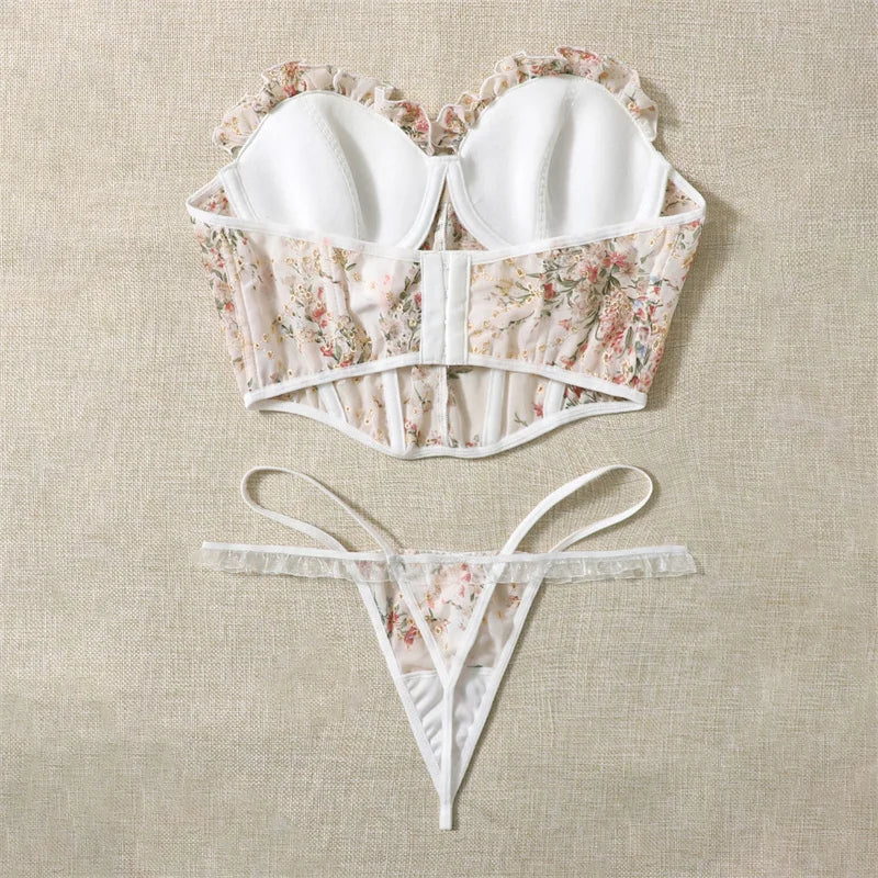 #PB Floral Corset Lingerie Set