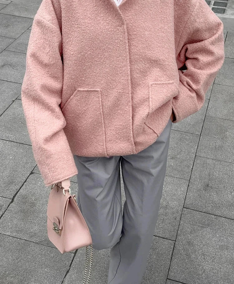 #PB Woolen Pink Pockets Coat