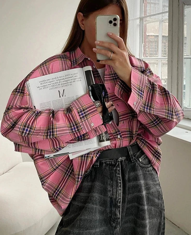 #PB Streetwear Plaid Long Sleeve Shirt