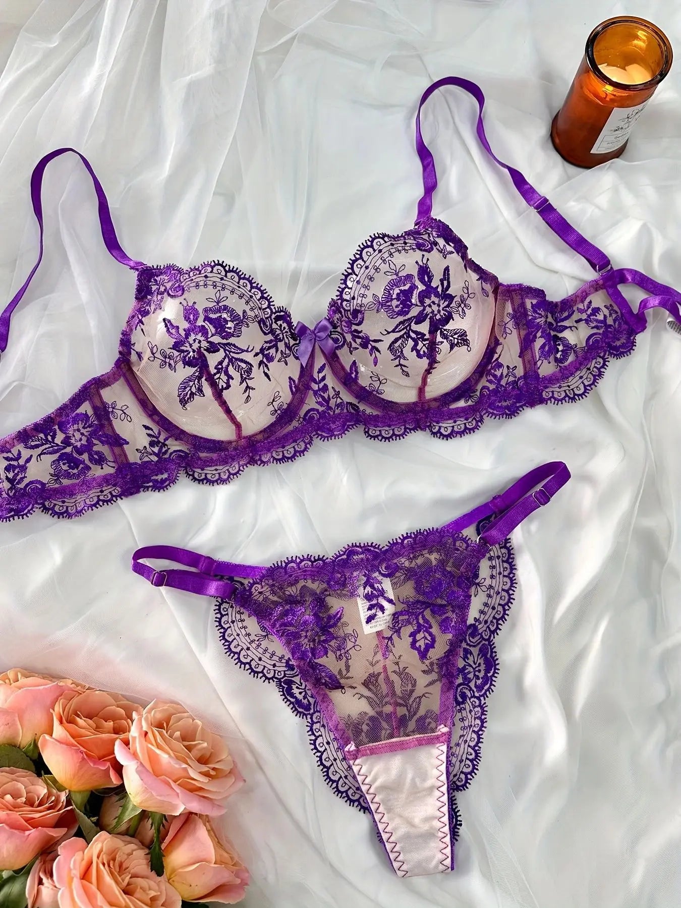 #PB Fancy Lingerie Lace Embroidery Set