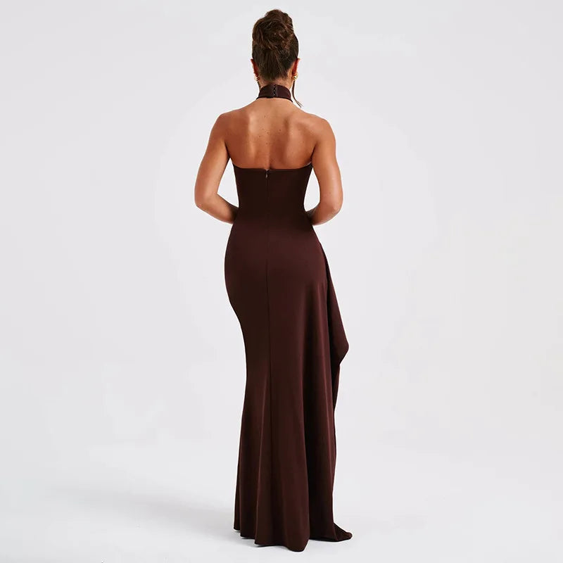 #PB Halter Side Split Maxi Dress