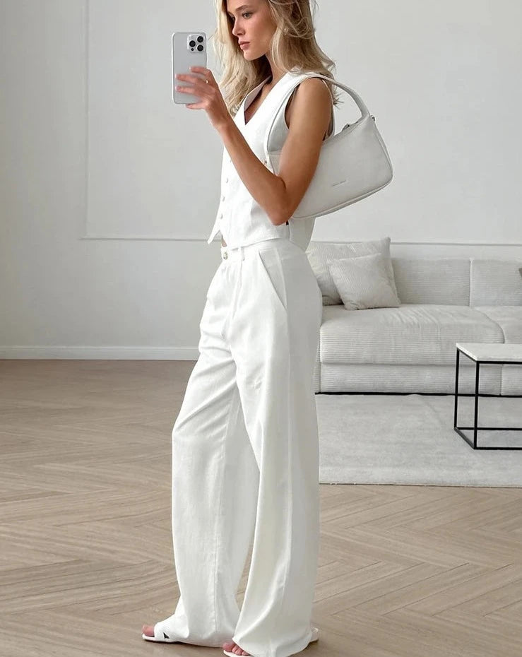 #PB White Casual Two Piece Set