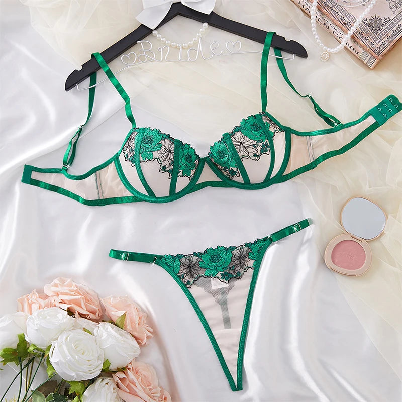 #PB Tulle Lingerie Steel Ring Bra Set