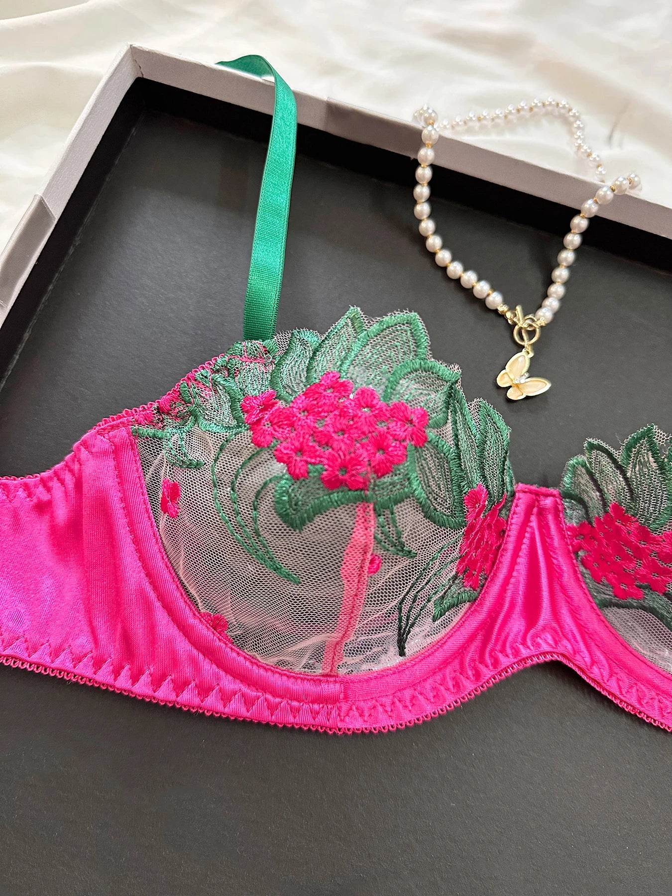 #PB Fancy Lingerie Floral Lace Bra Set - passionbarn.com