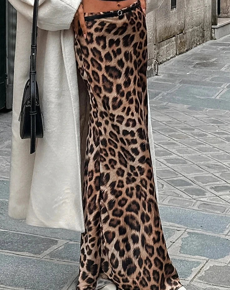 #PB Leopard Trumpet Long Skirt