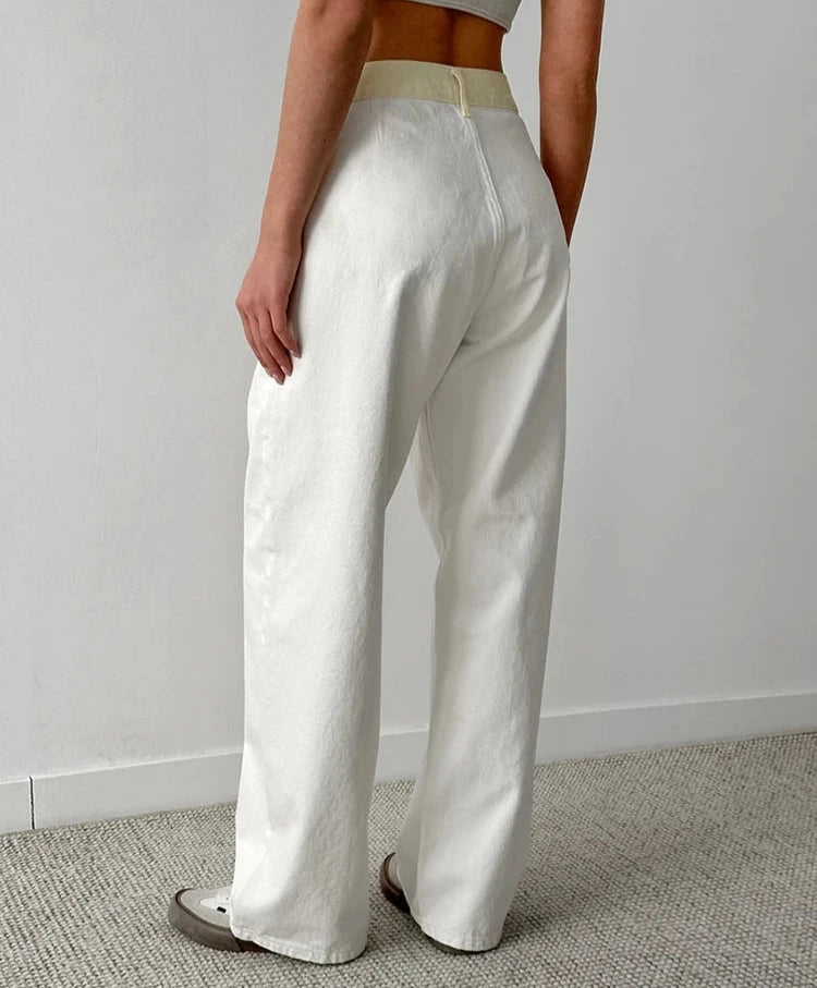 #PB Fashion Cotton White Long Trousers