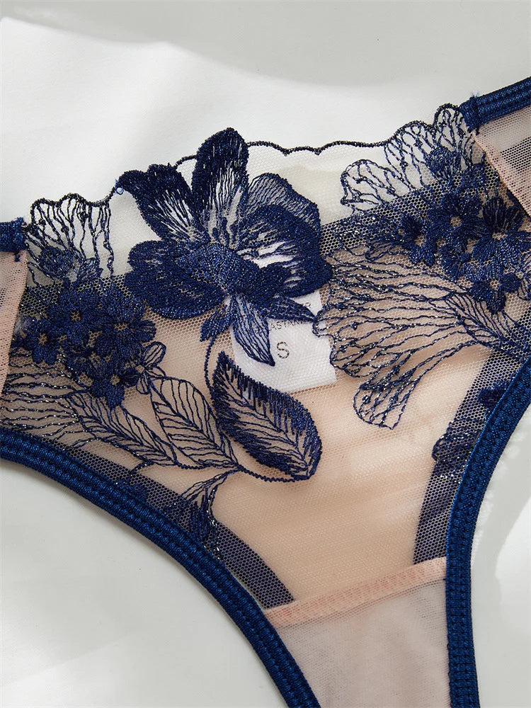 #PB Mesh Embroidered Lingerie Set