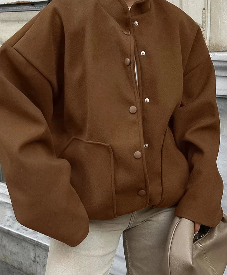 #PB Vintage Brown Baseball Jacket Oversize