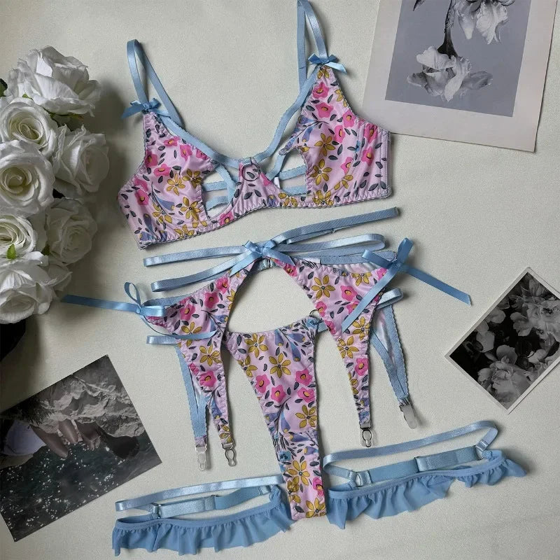 #PB Sexy Floral Lingerie Set