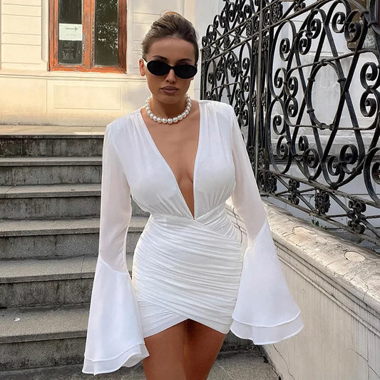 #PB Chiffon Long Sleeve Wrap Midi Dress